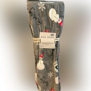 NWT Rae Dunn Christmas Holiday Seasonal Festive Gray Snowman Throw Blanket 50x70